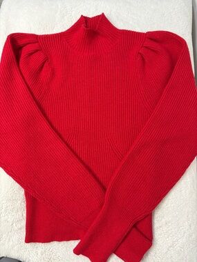 ASTR THE LABEL Puff Sleeve Sweater Red